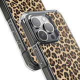 Leopard Print Magnetic Clear Phone Case — Impact-Resistant Transparent Case