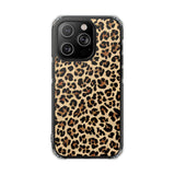 Leopard Print Magnetic Clear Phone Case — Impact-Resistant Transparent Case
