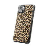 Leopard Print Magnetic Clear Phone Case — Impact-Resistant Transparent Case