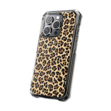 Leopard Print Magnetic Clear Phone Case — Impact-Resistant Transparent Case