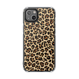 Leopard Print Magnetic Clear Phone Case — Impact-Resistant Transparent Case