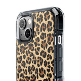 Leopard Print Magnetic Clear Phone Case — Impact-Resistant Transparent Case
