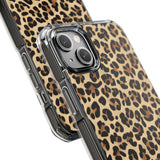 Leopard Print Magnetic Clear Phone Case — Impact-Resistant Transparent Case