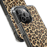Leopard Print Magnetic Clear Phone Case — Impact-Resistant Transparent Case