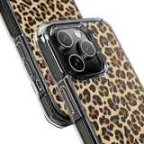 Leopard Print Magnetic Clear Phone Case — Impact-Resistant Transparent Case