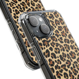 Leopard Print Magnetic Clear Phone Case — Impact-Resistant Transparent Case