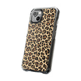 Leopard Print Magnetic Clear Phone Case — Impact-Resistant Transparent Case