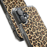 Leopard Print Magnetic Clear Phone Case — Impact-Resistant Transparent Case