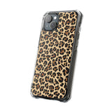 Leopard Print Magnetic Clear Phone Case — Impact-Resistant Transparent Case