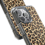 Leopard Print Magnetic Clear Phone Case — Impact-Resistant Transparent Case