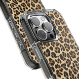 Leopard Print Magnetic Clear Phone Case — Impact-Resistant Transparent Case