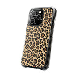 Leopard Print Magnetic Clear Phone Case — Impact-Resistant Transparent Case
