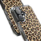 Leopard Print Magnetic Clear Phone Case — Impact-Resistant Transparent Case