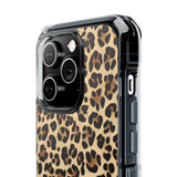 Leopard Print Magnetic Clear Phone Case — Impact-Resistant Transparent Case
