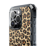 Leopard Print Magnetic Clear Phone Case — Impact-Resistant Transparent Case