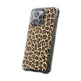 Leopard Print Magnetic Clear Phone Case — Impact-Resistant Transparent Case
