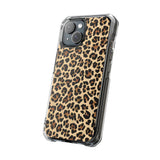Leopard Print Magnetic Clear Phone Case — Impact-Resistant Transparent Case