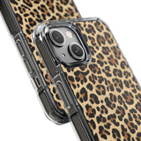 Leopard Print Magnetic Clear Phone Case — Impact-Resistant Transparent Case